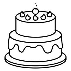 delicious cake with cherry celebration icon vector illustration design