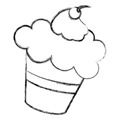 delicious cupcake with cherry vector illustration design