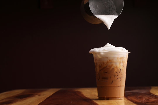 Ice cappuccino and milk foam