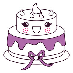 delicious cake celebration kawaii character vector illustration design
