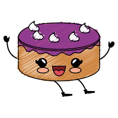delicious cake celebration kawaii character vector illustration design