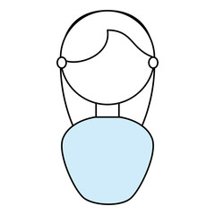 Young woman faceless cartoon