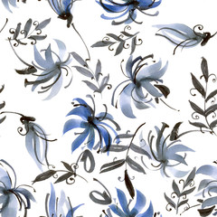 Blue flowers pattern