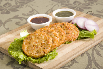 Delicious burgers Patties served
