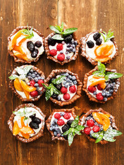 Tartlets with cheese and berries