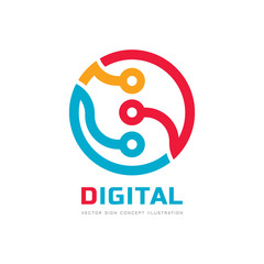 Digital processor CPU - vector logo template for corporate identity. Abstract computer chip sign. Network, internet technology concept illustration. Design element.