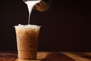 Ice cappuccino and milk foam