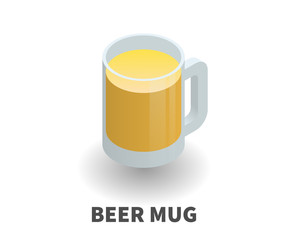 Beer Mug icon, vector symbol in isometric 3D style isolated on white background.