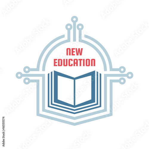 New Education Vector Logo Template Concept Illustration E Book Creative Sign Modern Technology Emblem For School Or University Graphic Design Elements Wall Mural Serkorkin New Education Vector Logo Template Concept Illustration E Book Creative Sign Modern Technology Emblem For School Or University Graphic Design Elements Wall Mural Serkorkin