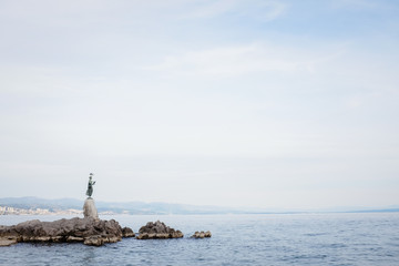 Maiden with the Seagull Statue at Opatija, Croatia. 