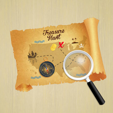 illustration of treasure hunt parchment