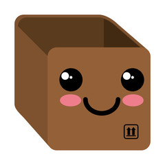 box carton delivery service kawaii character vector illustration design