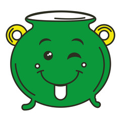 Cauldron of saint patrick kawaii character vector illustration design