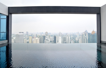 pool and cityscape