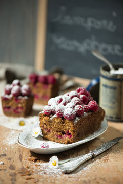 raspberries plum cake