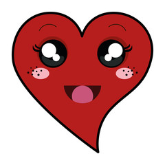 heart love kawaii character vector illustration design