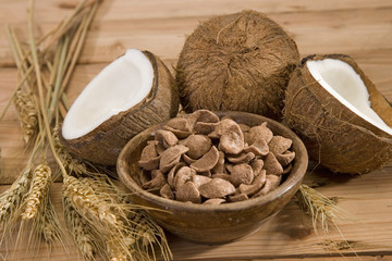 Chocklet corn flakes with Coconut - healthy breakfast
