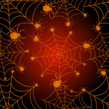 Abstract seamless pattern for girls or boys. Creative vector background with net, spider, halloween. Funny wallpaper for textile and fabric. Fashion style. Colorful bright picture for children.