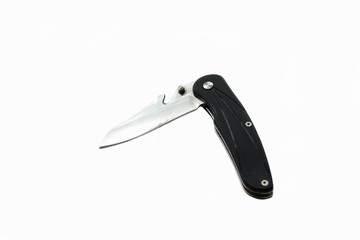 Folding knife on white background