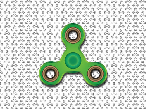 Bright green spinner in the background of a pattern of contour spinners