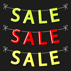 Cute SALE bunting as garlands of contrast letters