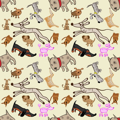 A pattern of dogs in the style of children's drawings 6