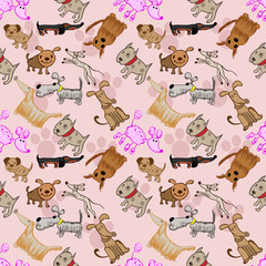 A pattern of dogs in the style of children's drawings 7