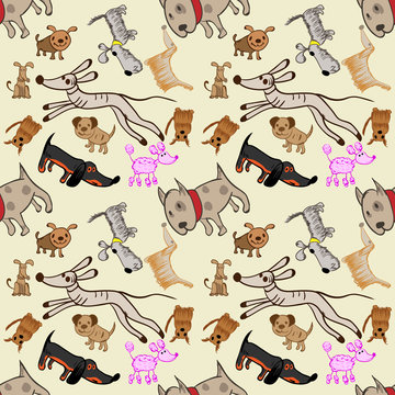 A pattern of dogs in the style of children's drawings 6