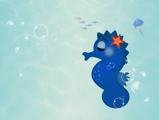 funny seahorse to the seabed © adrenalinapura