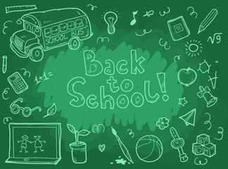 Set of doodle back to school elements. Vector illustration