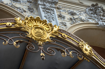 Ornaments on baroque building facade. Karlovy Vary - Karlsbad, Czech Republic