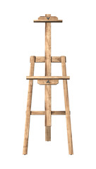 3D Rendering Wooden Easel on White