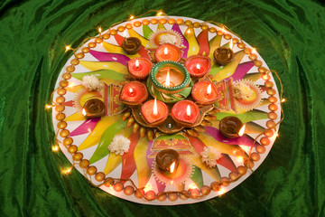 Diwali Decorations or Candle Light at Diwali Festival
