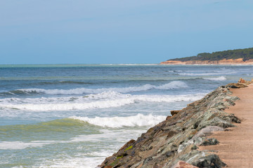viewiew on the atlantic ocean from a pier near bordeaux france