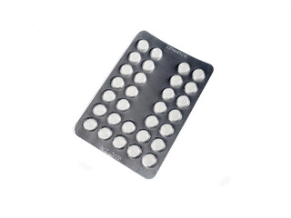 Tablet of Medication Pills on white background