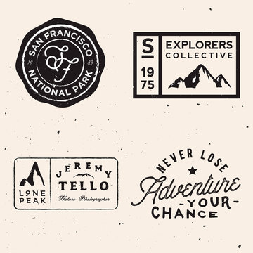 mountain logotypes. Adventure logo templates on travel theme