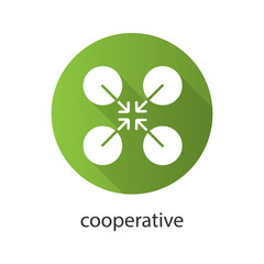 Cooperative symbol flat design long shadow glyph icon