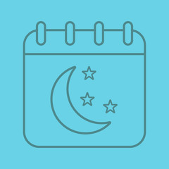 Night calendar color linear icon