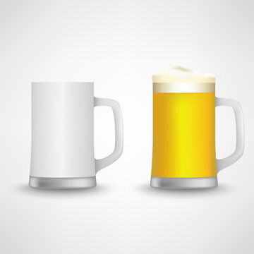 Beer glass empty and full design template