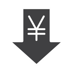Obraz premium Yen rate falling glyph icon