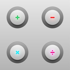 math tech buttons including plus, minus, multiply and divide buttons for vector design