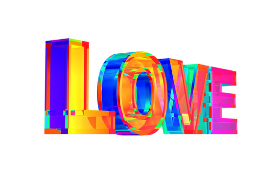 Multicolor Love Word On White Background