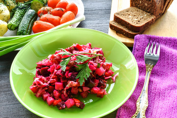 Vegetable composition with salad.