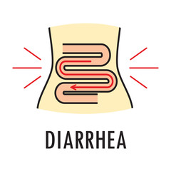 Diarrhea or food poisoning. Logo or icon template in colored linear style isolated on white background