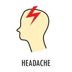 Headache. Logo or icon template in colored linear style isolated on white background