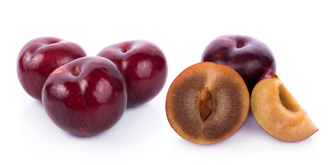plums isolated on white background