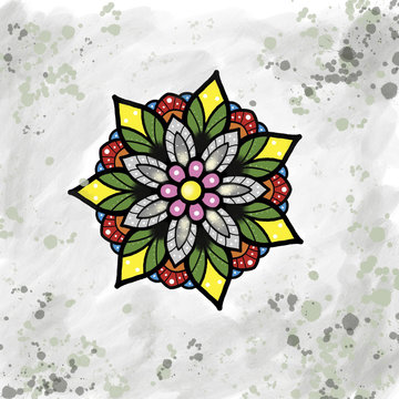 Flower mandala. Vintage decorative element. Islam, Arabic, Indian, ottoman motifs.