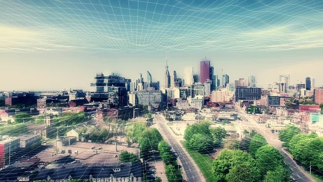 Aerial portrait of a future city