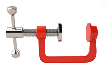 Red G clamp on white background 3D illustration