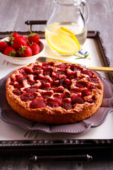 Strawberry cake served on plate